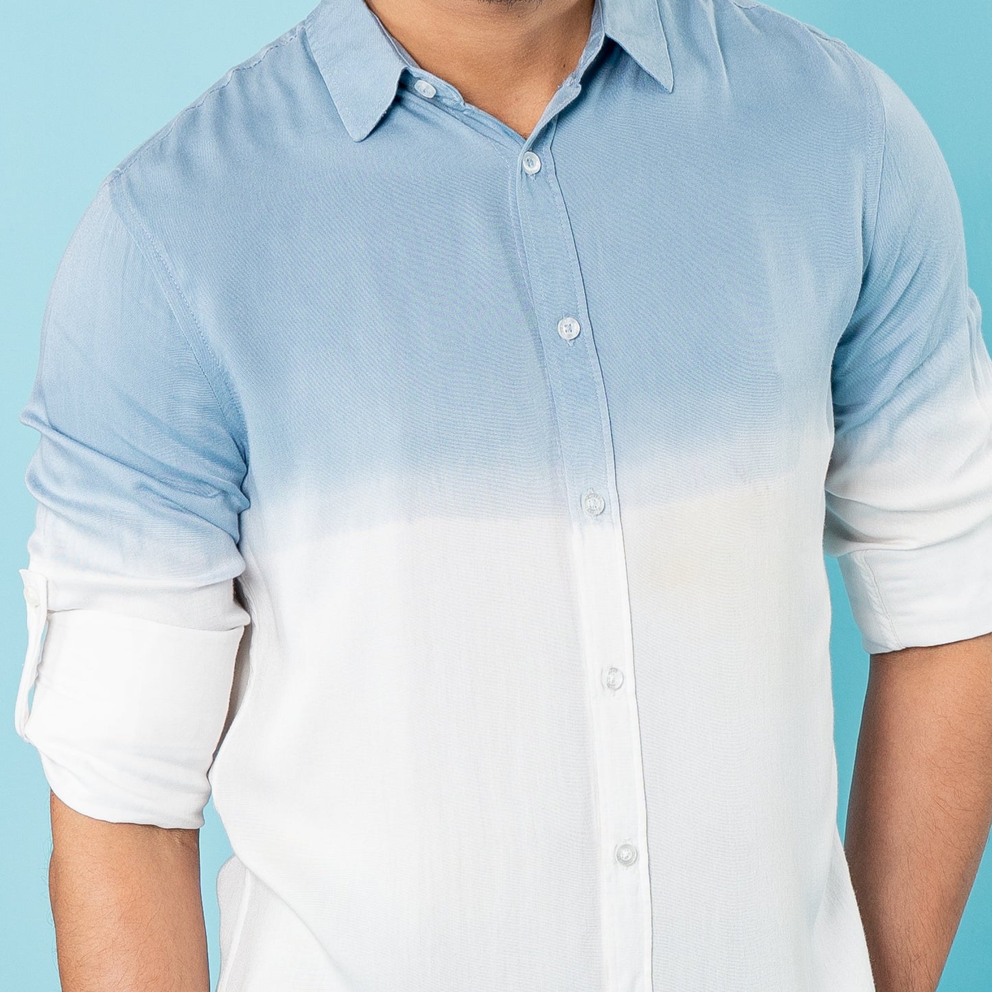 Mens Casual Shirt- Navy/White