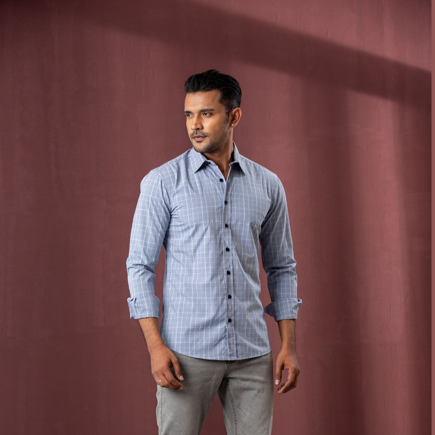Men’s Gray Check Shirt