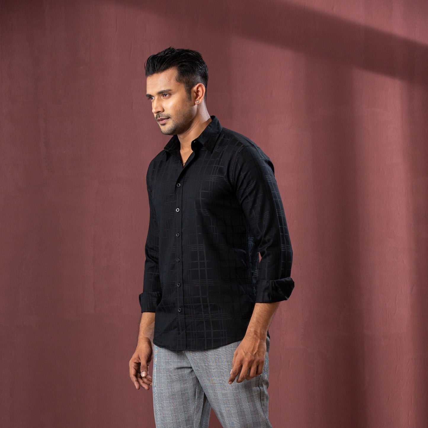 Men’s Black Check Shirt
