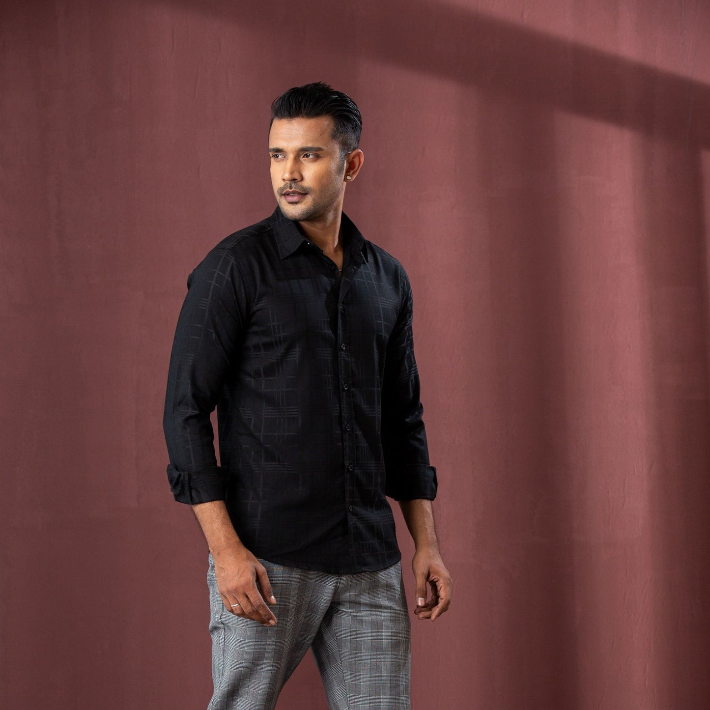 Men’s Black Check Shirt