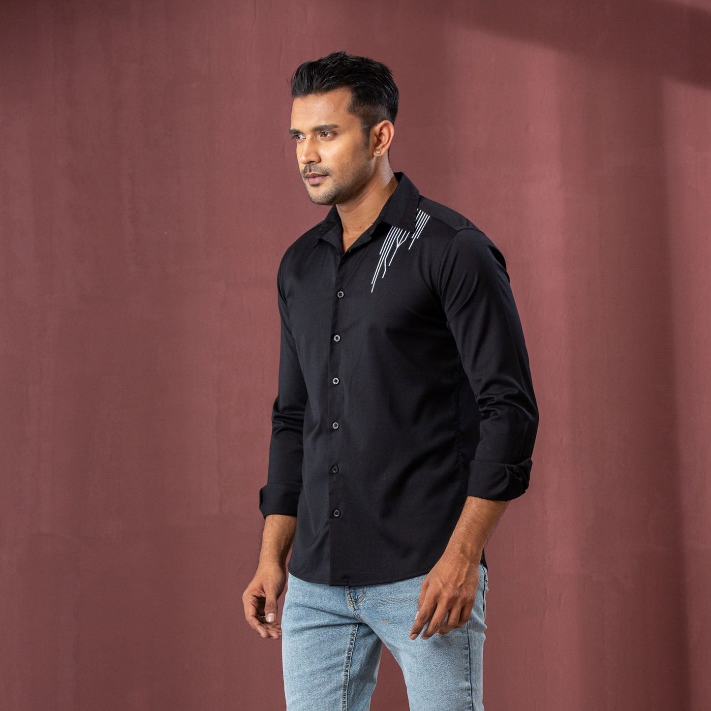 Men’s Black Embroidered Shirt