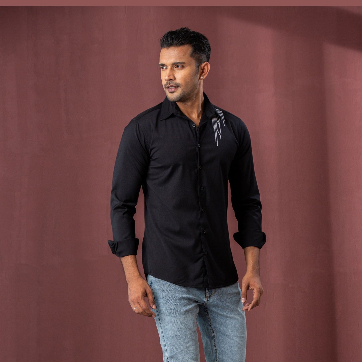 Men’s Black Embroidered Shirt