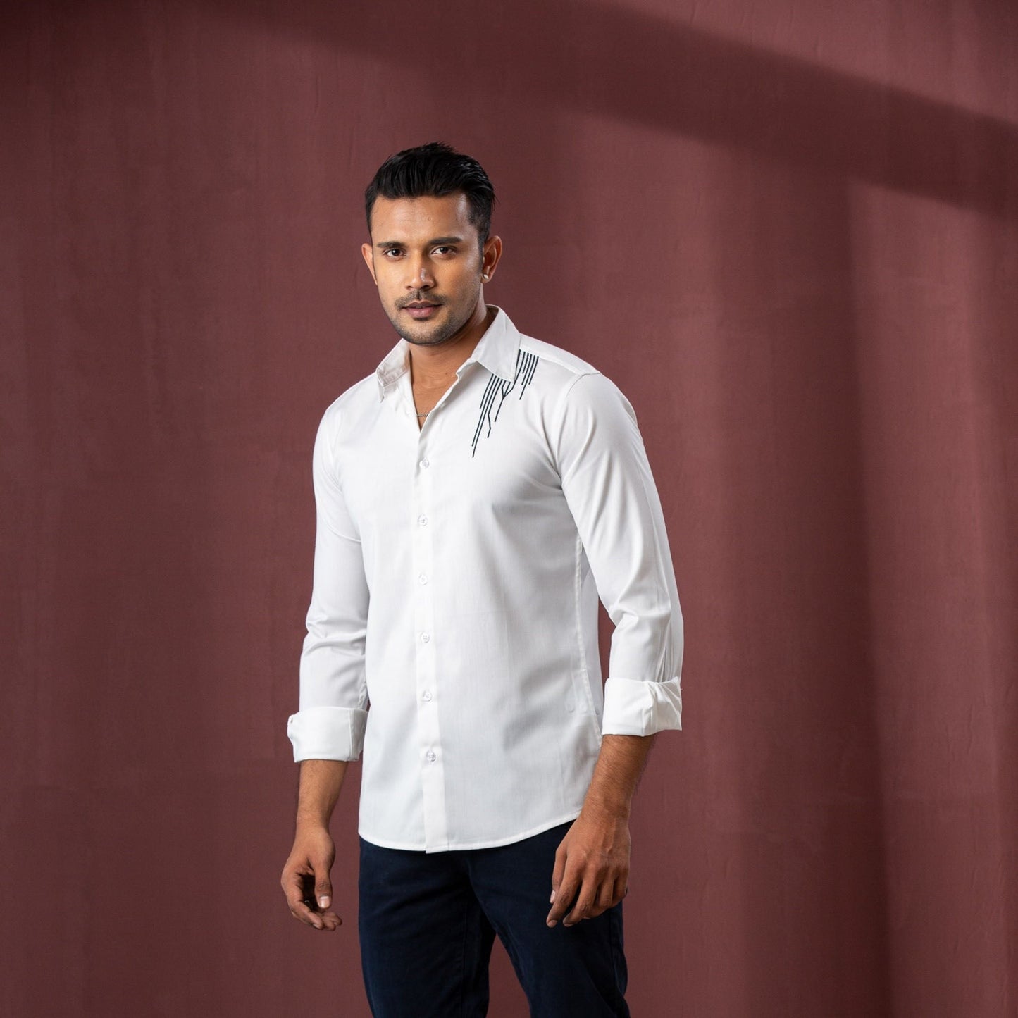 Men’s White Embroidered Shirt
