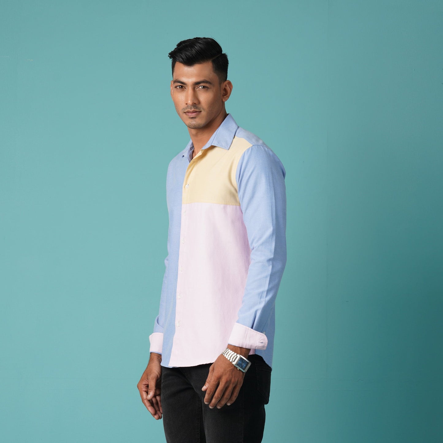 MENS L/S SHIRT-BLUE/PINK