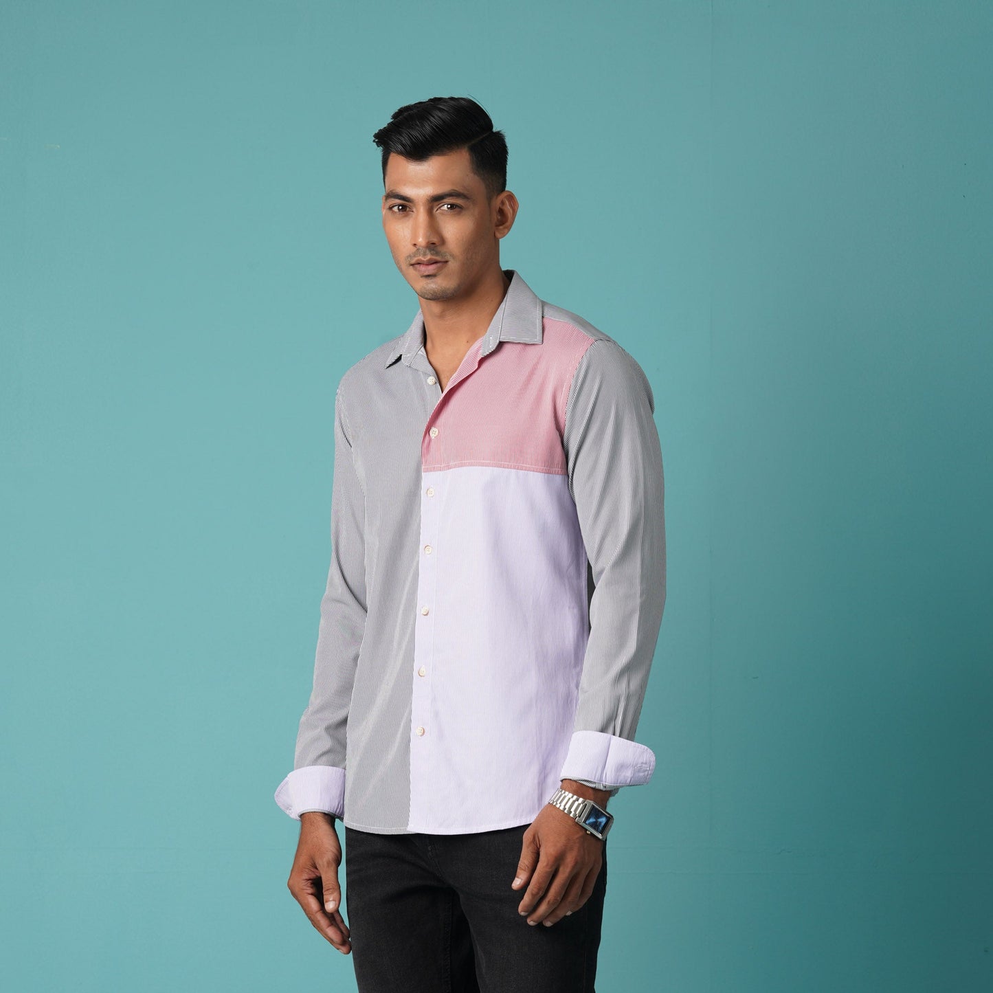 MENS L/S SHIRT-BLACK/RED