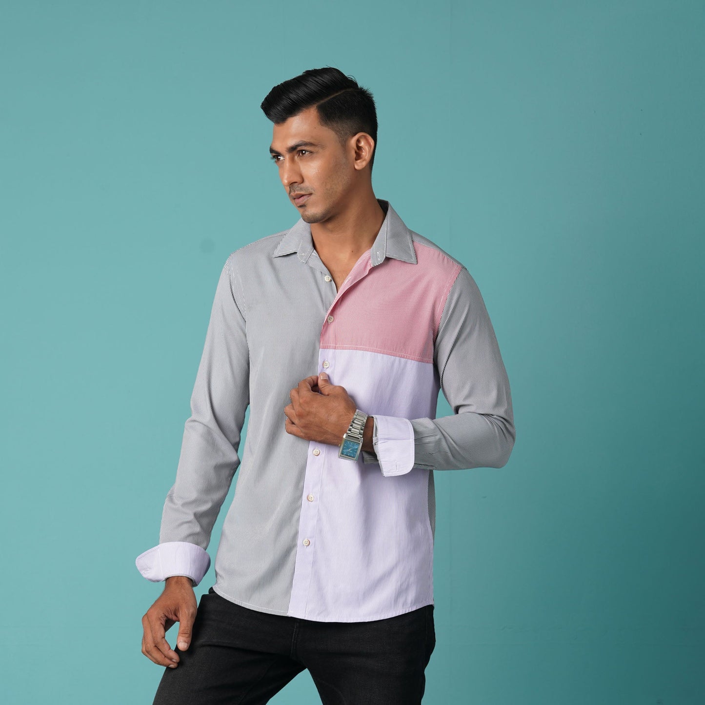 MENS L/S SHIRT-BLACK/RED
