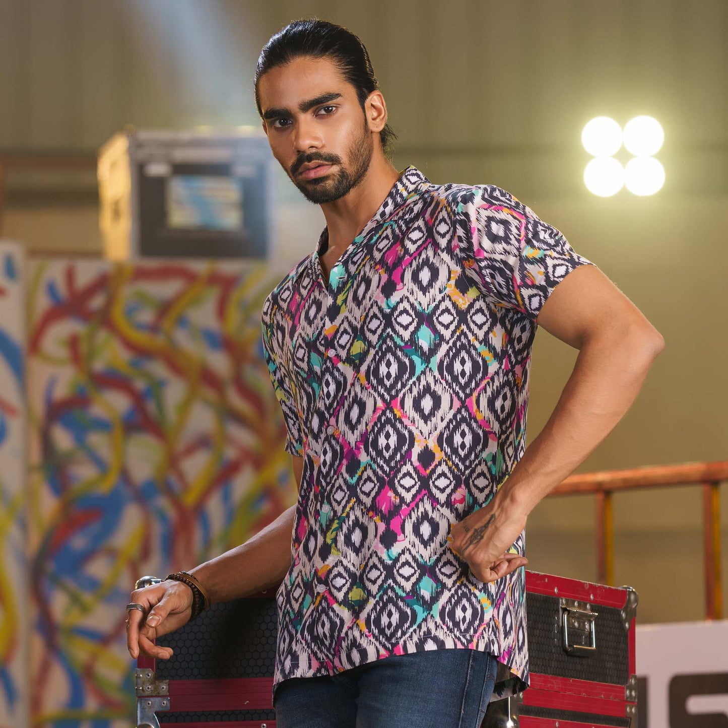 Men's Pink-White Hawaii Shirt