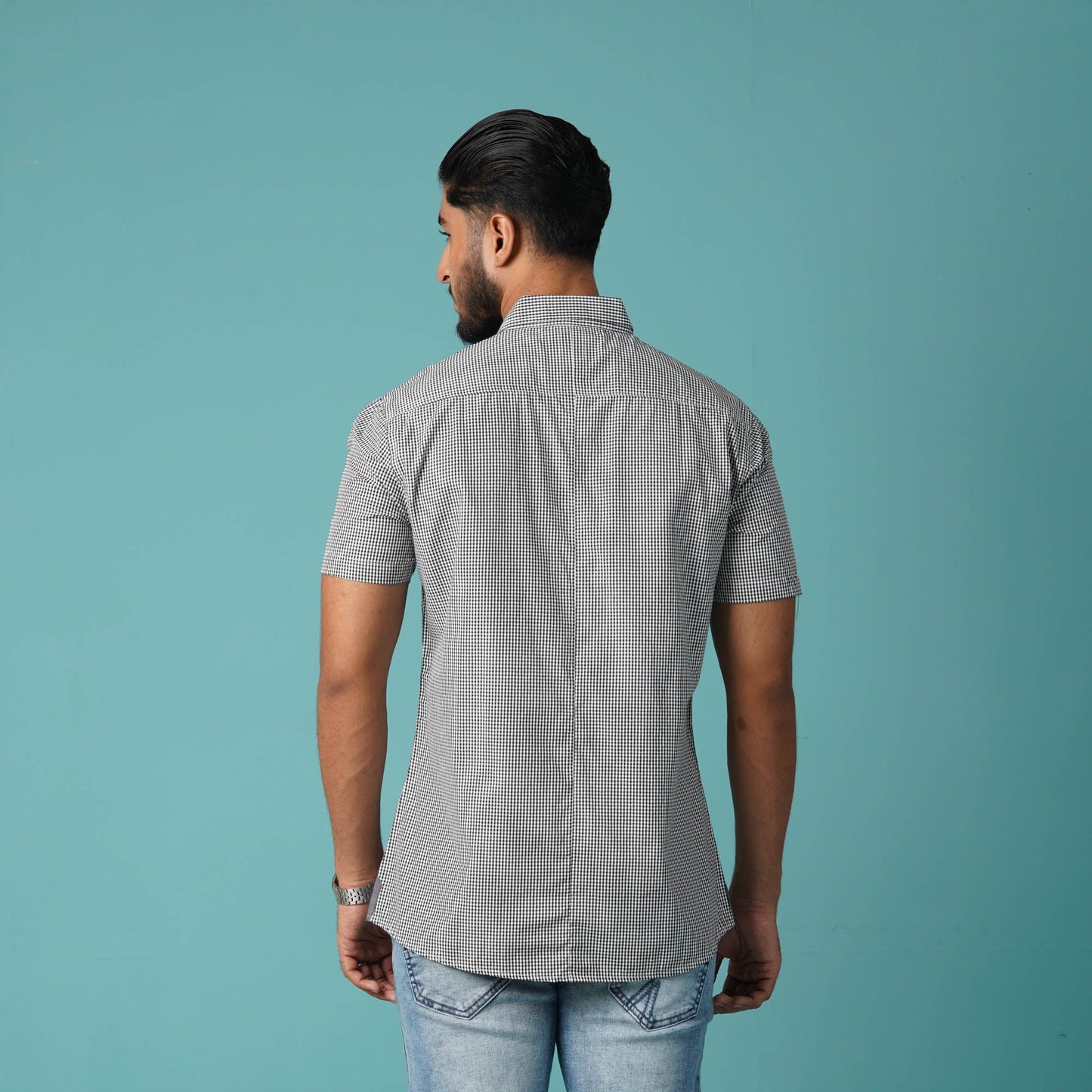 Mens Short Sleeve Black & White Shirt