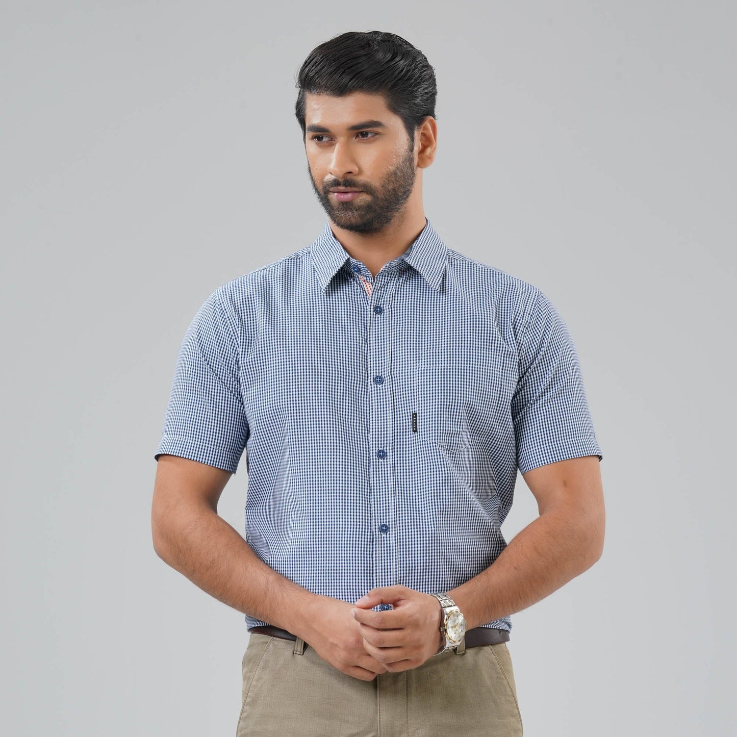 Mens Navy & White Shirt