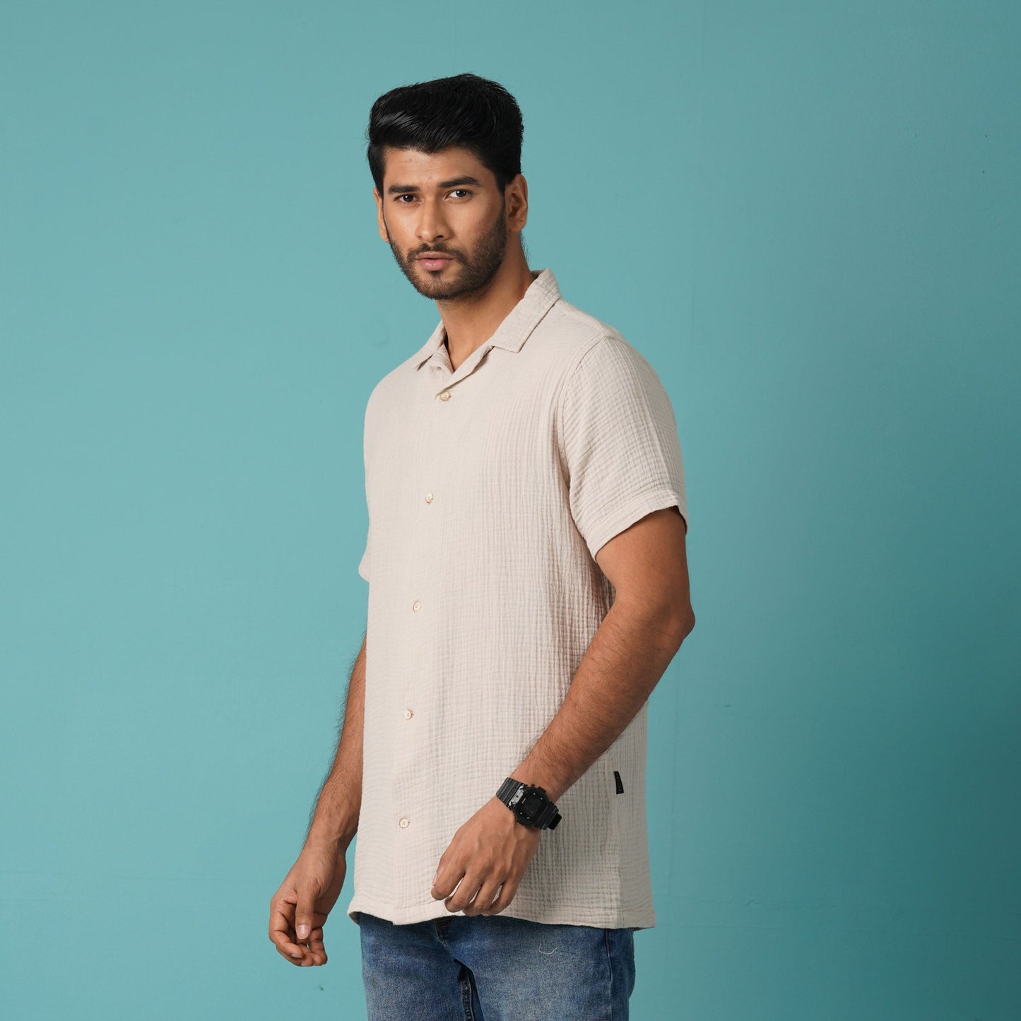 MENS S/S SHIRT-CREAM