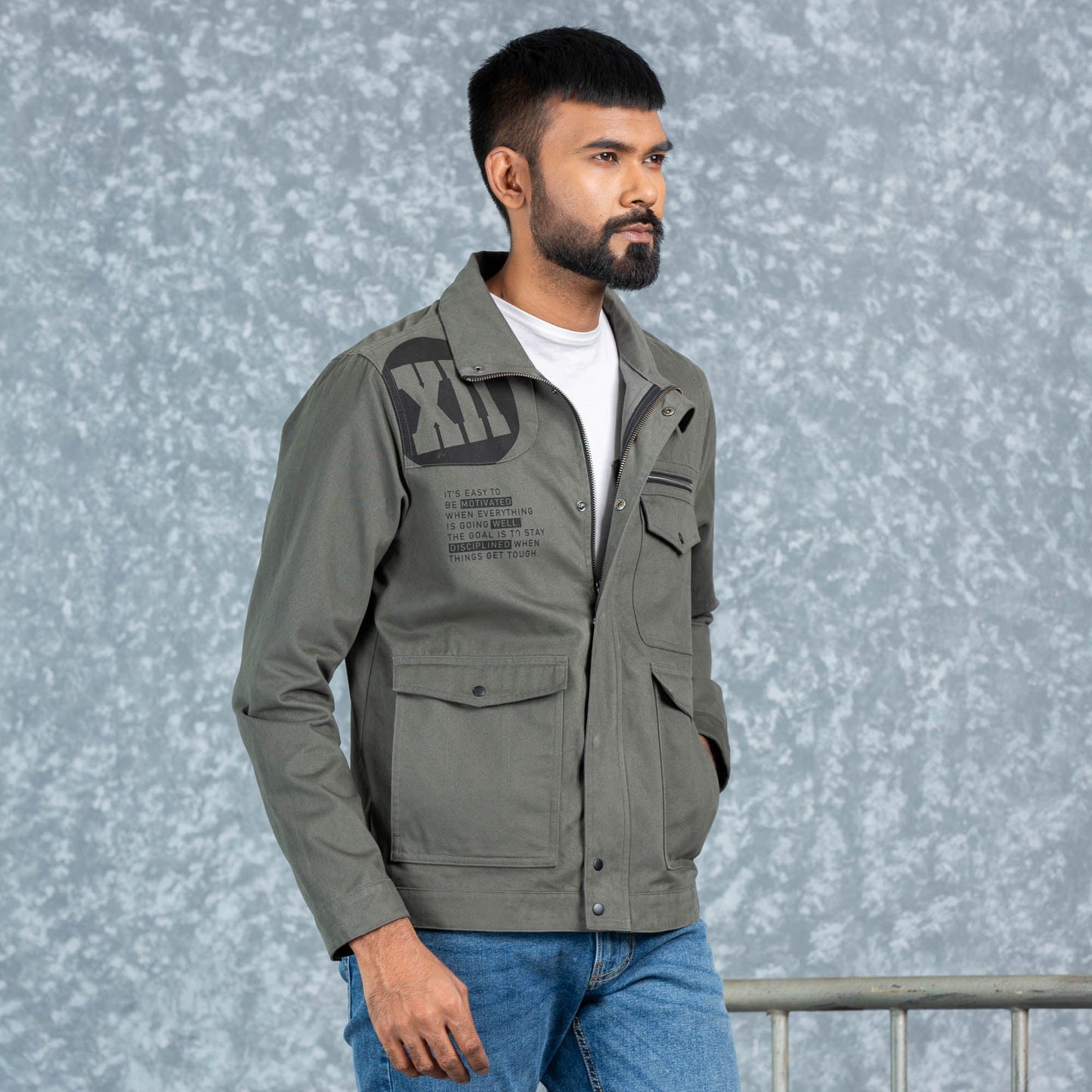 Mens Twill Jacket- Gray