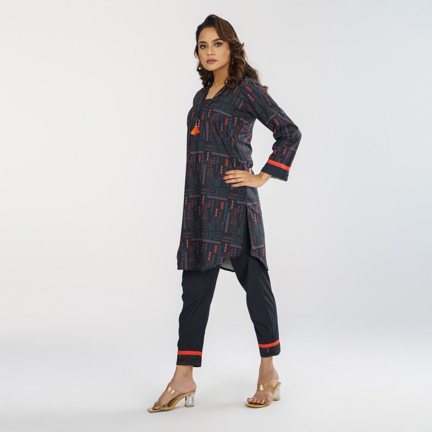 Women's Black 2-Piece Ethnic Set