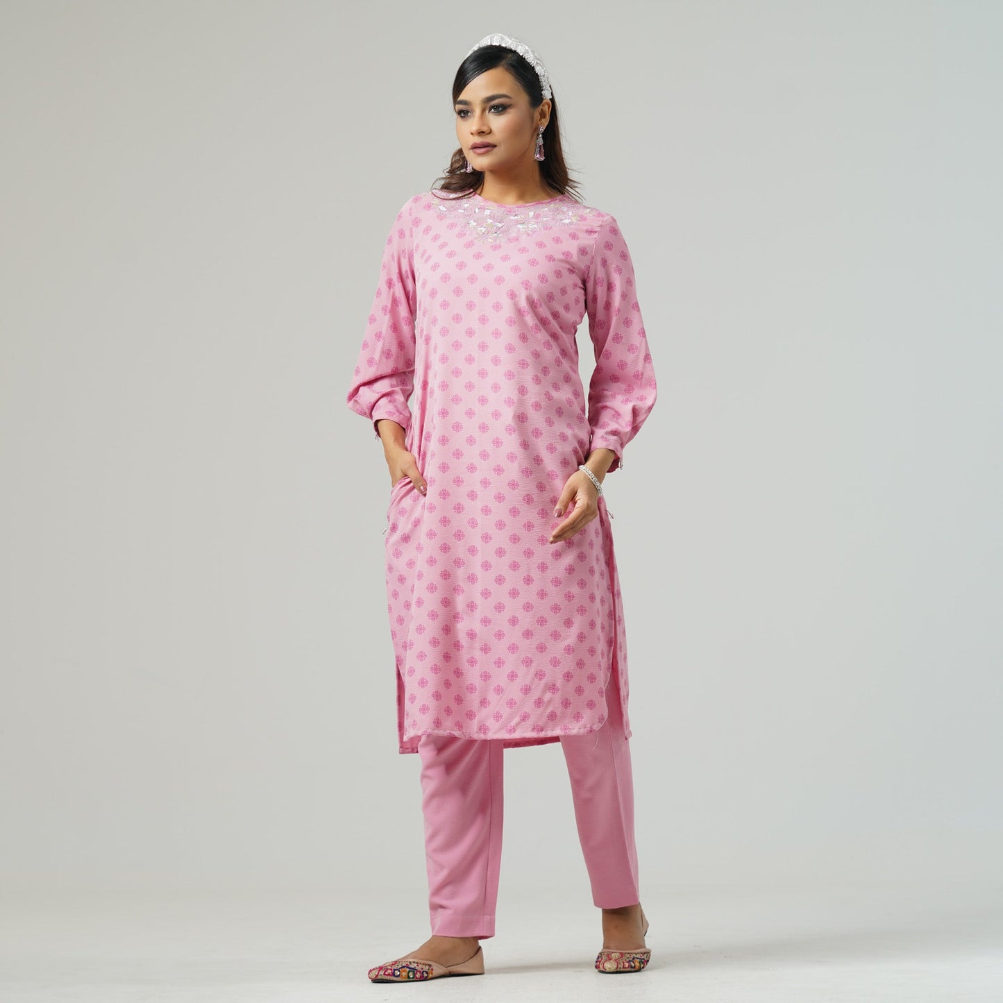 Womens Ethnic Lavender Two Piece Set