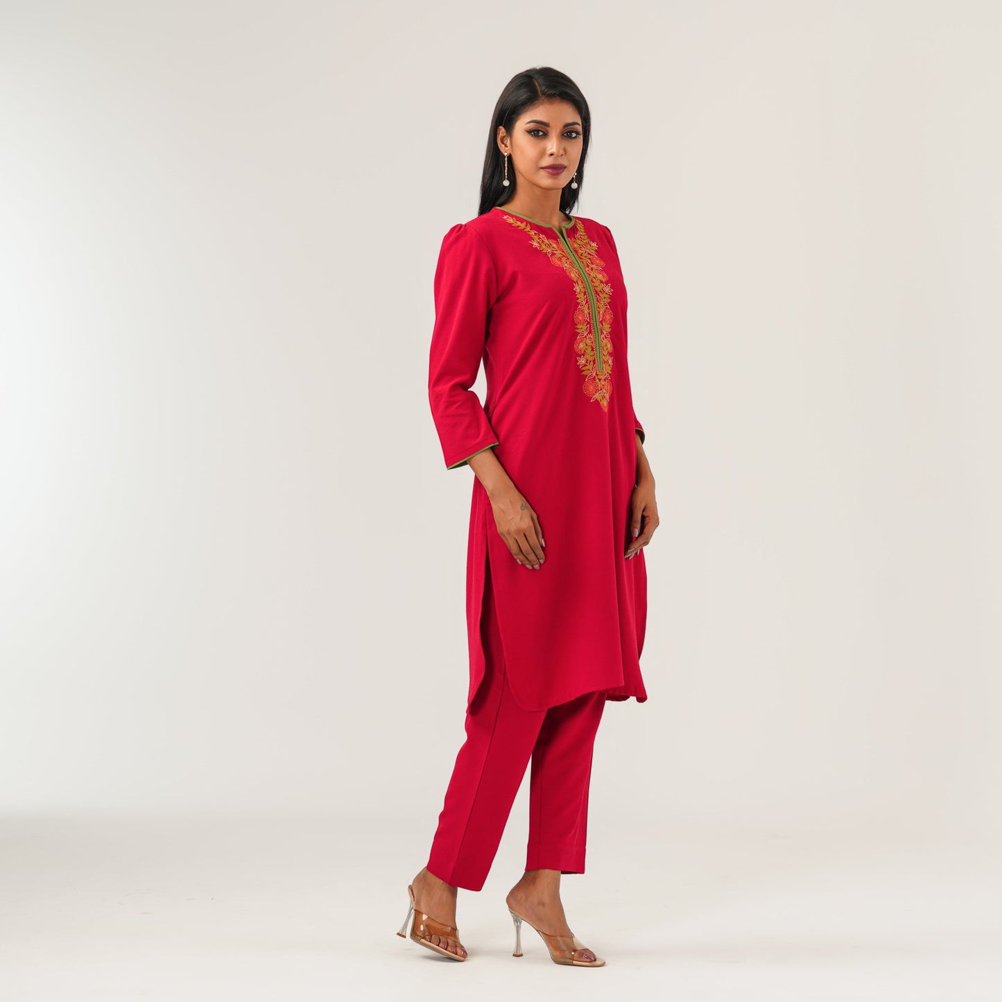 Womens Ethnic Maroon Two Piece Set