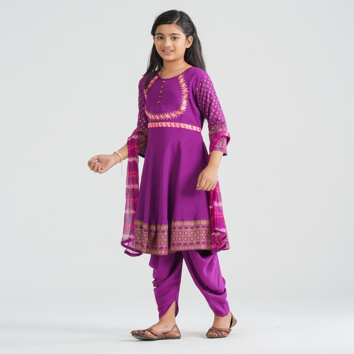 Girl’s Viscose & Georgette Three Piece Set