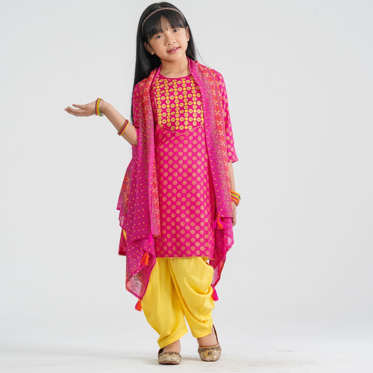 Girl’s Viscose & Georgette Three Piece Set