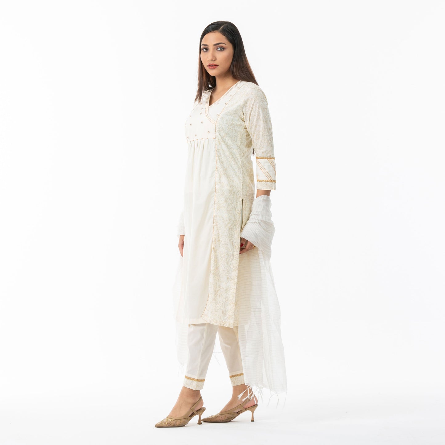 Womens Off-White Ethnic 3-Piece
