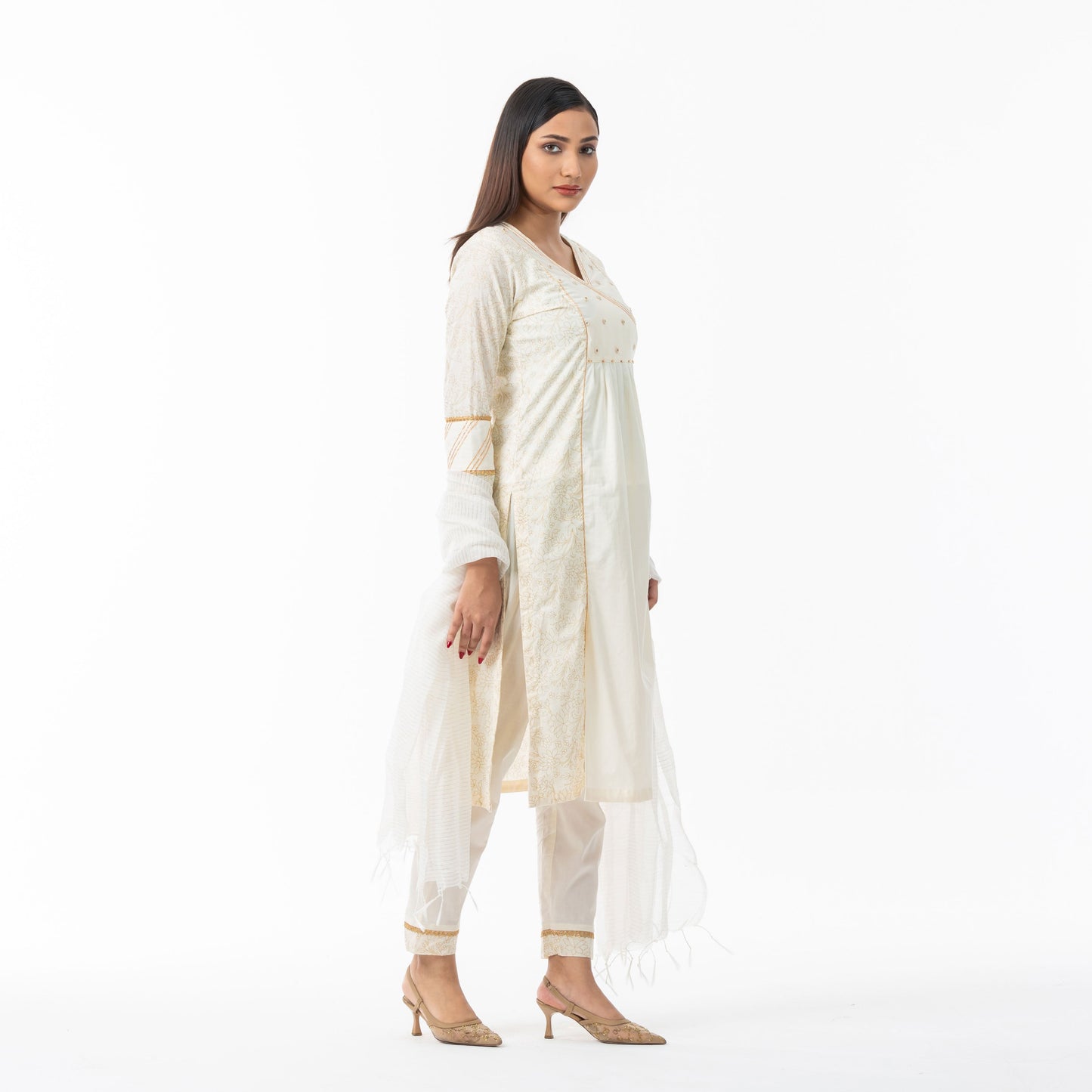 Womens Off-White Ethnic 3-Piece