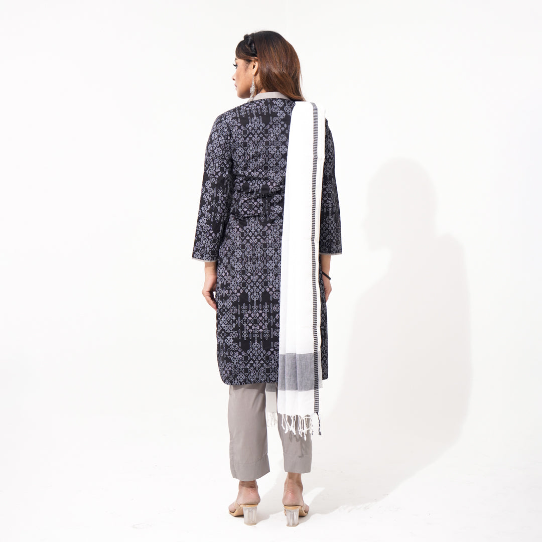 Women Black & White Ethnic Three Piece Set