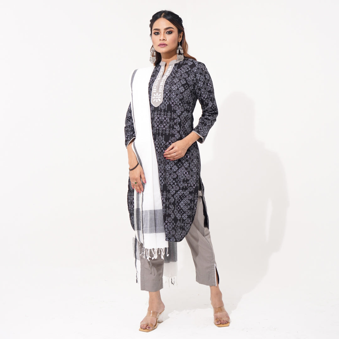 Women Black & White Ethnic Three Piece Set