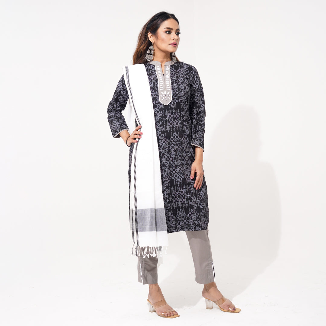 Women Black & White Ethnic Three Piece Set