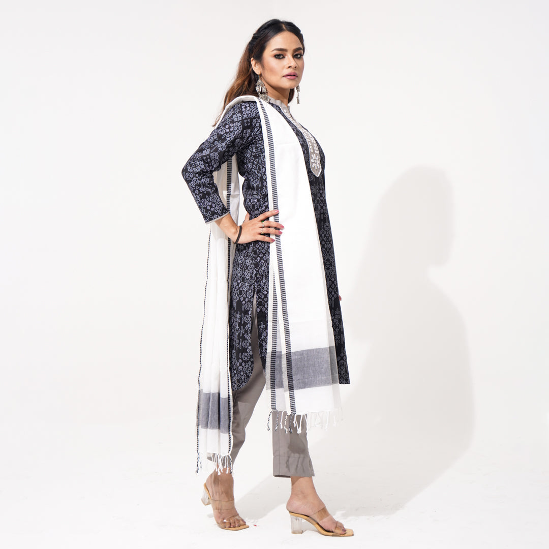 Women Black & White Ethnic Three Piece Set