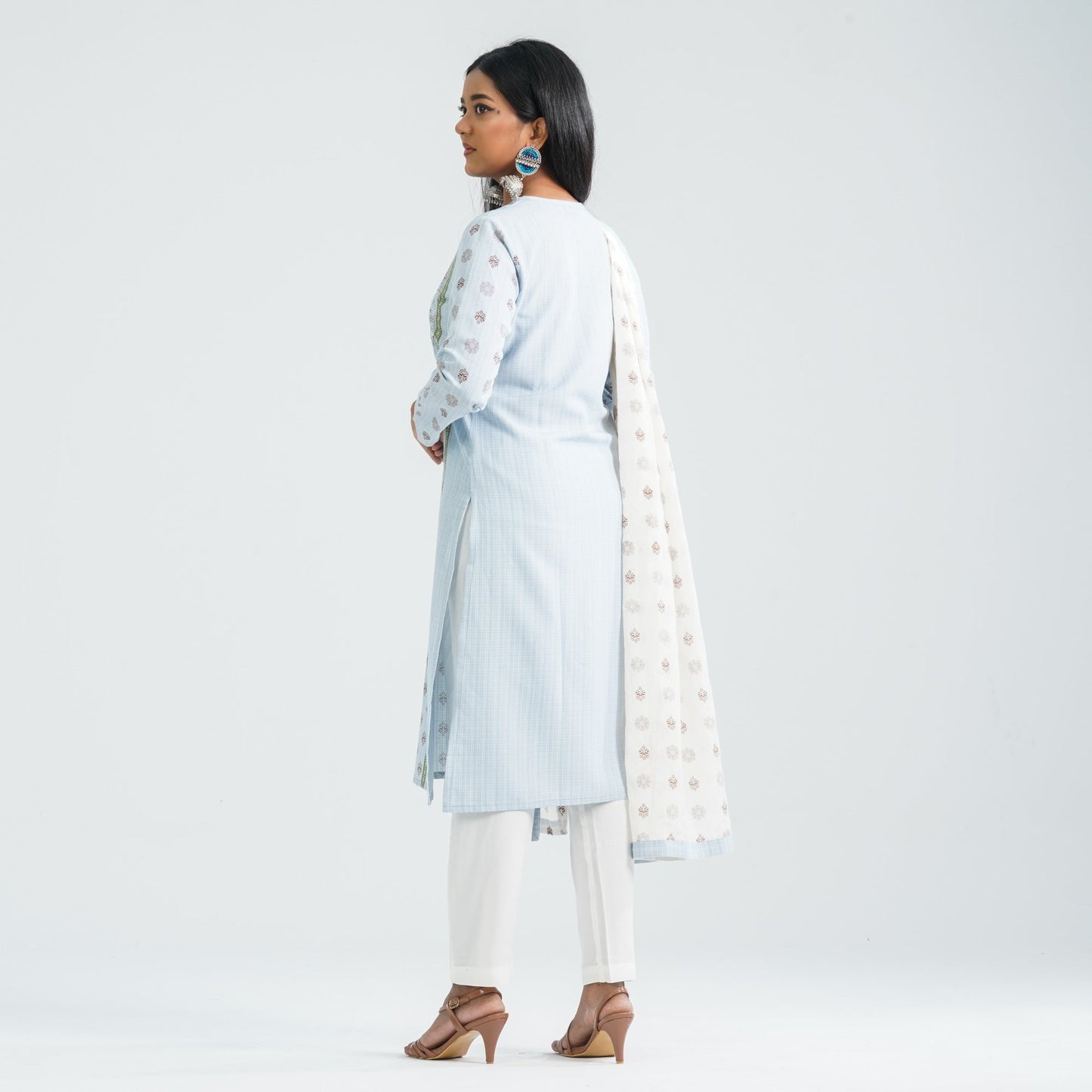 Women Sky Cotton & Silk Three Piece Set