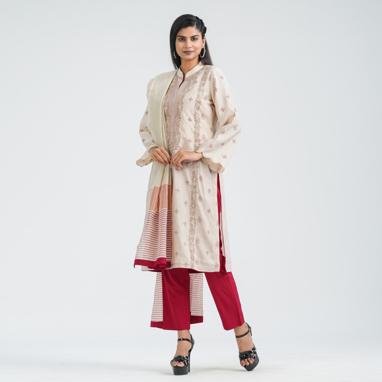 Women’s Silk Embroidery Three Piece Set