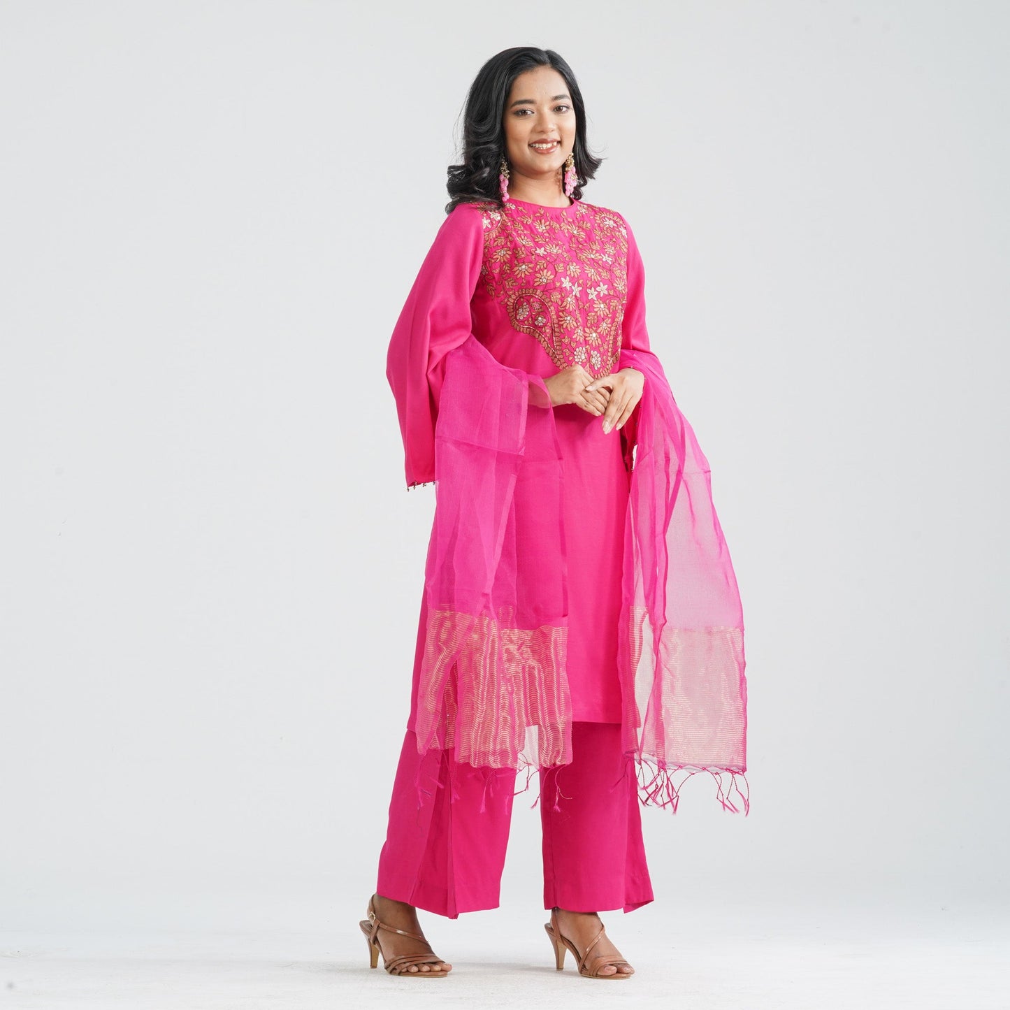 Women Hot Pink Three Piece Set