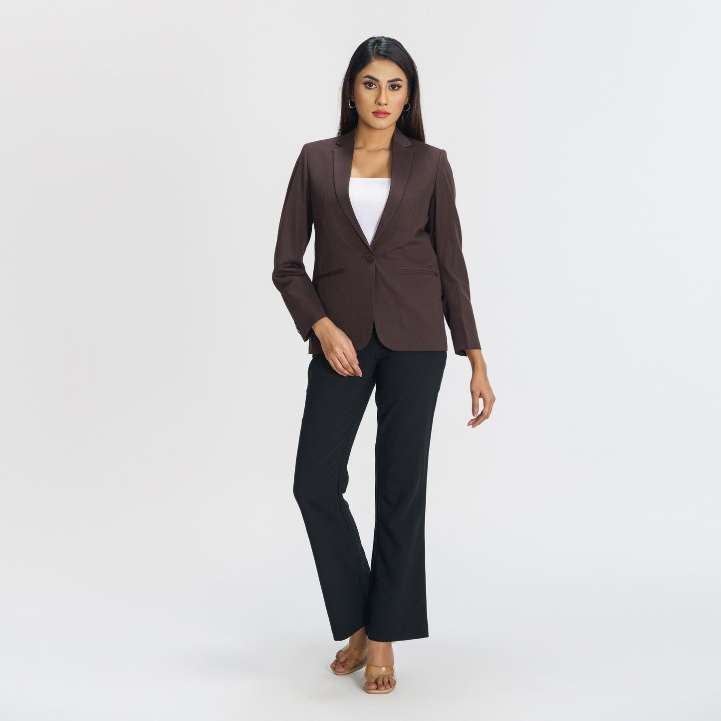 Womens Coffee Slim Fit Blazer