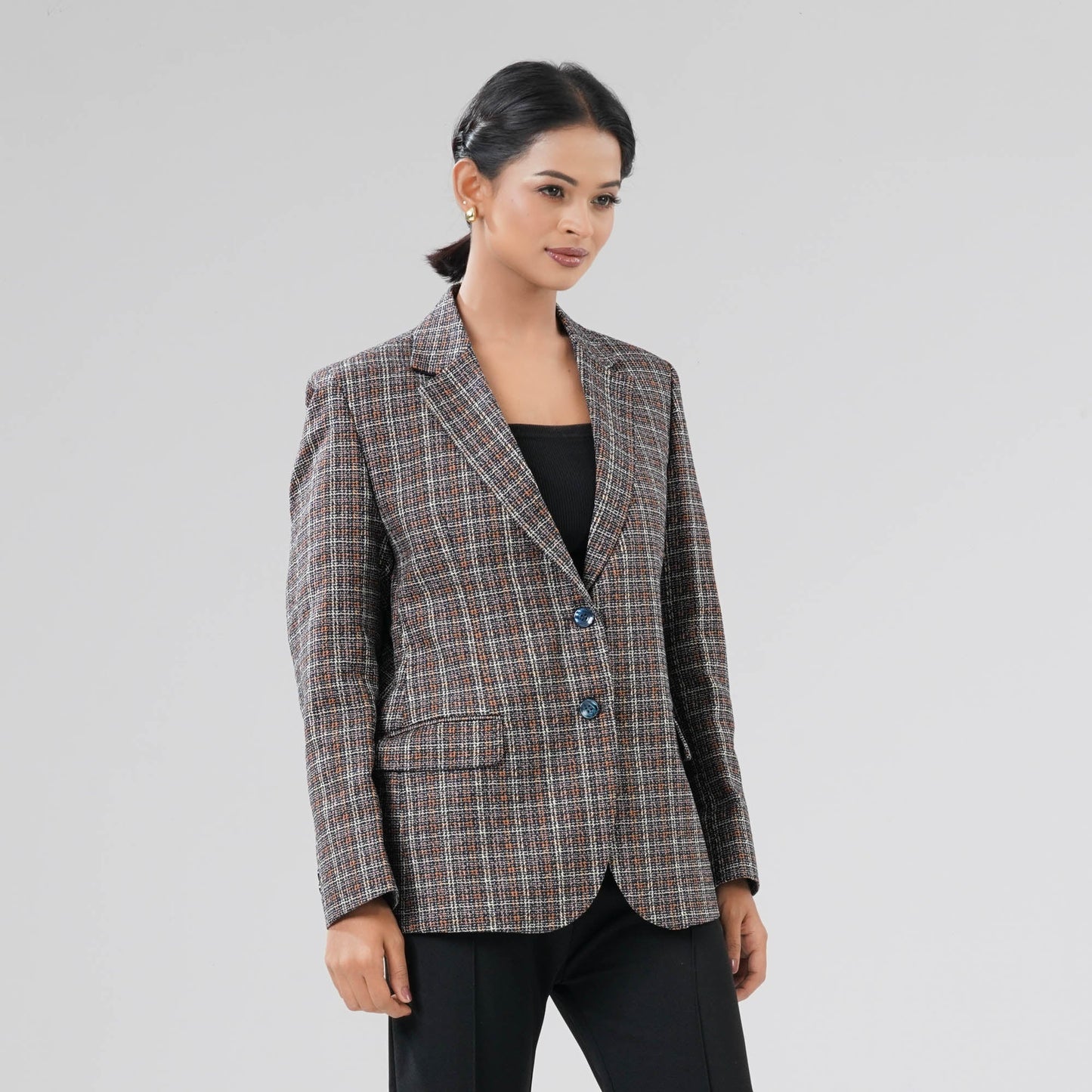 Women's Navy Check Blazer
