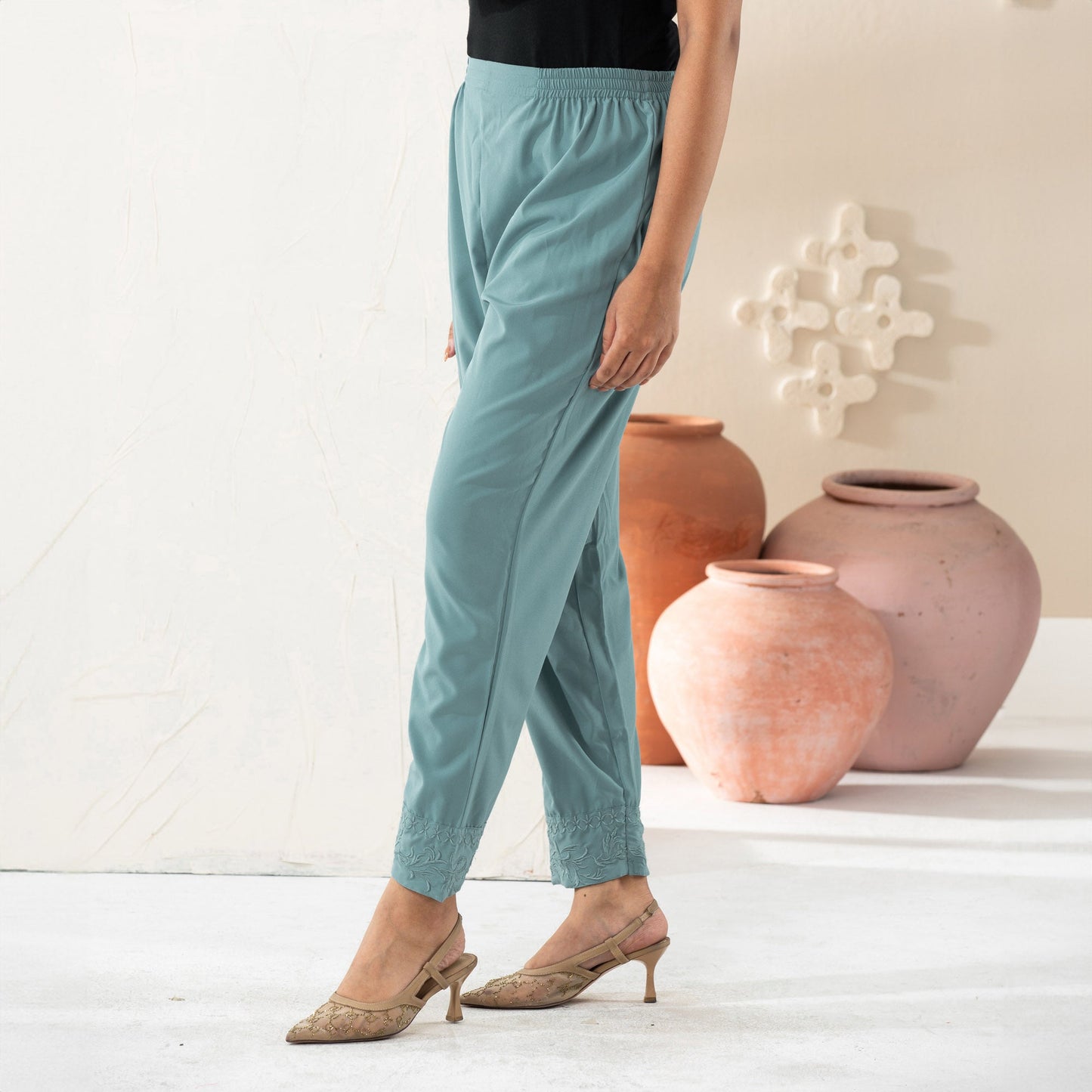Sage Green Embroidered Bottom