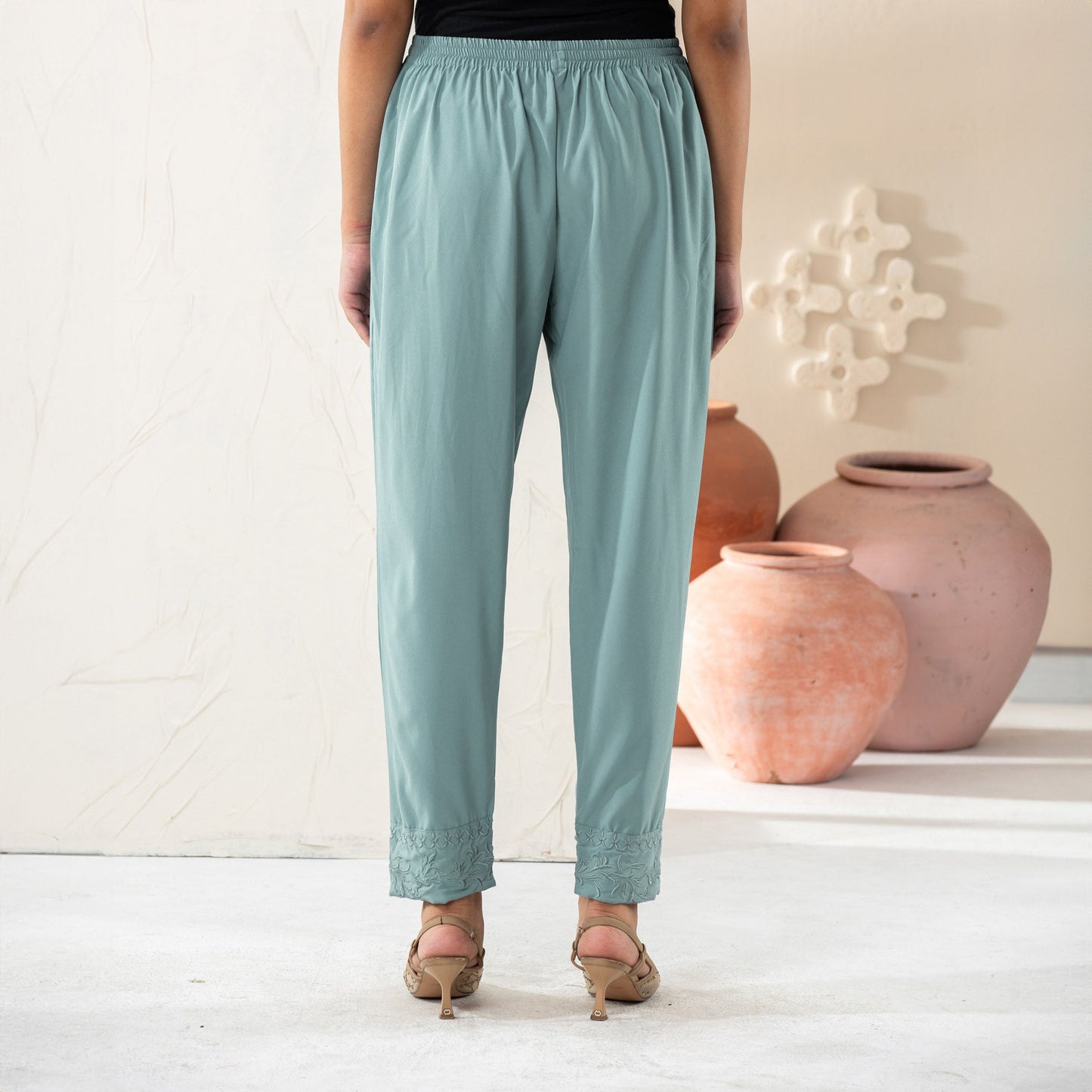 Sage Green Embroidered Bottom