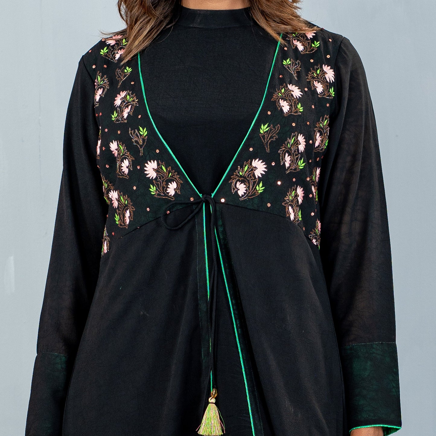 Ladies Ethnic Cadigan- Black