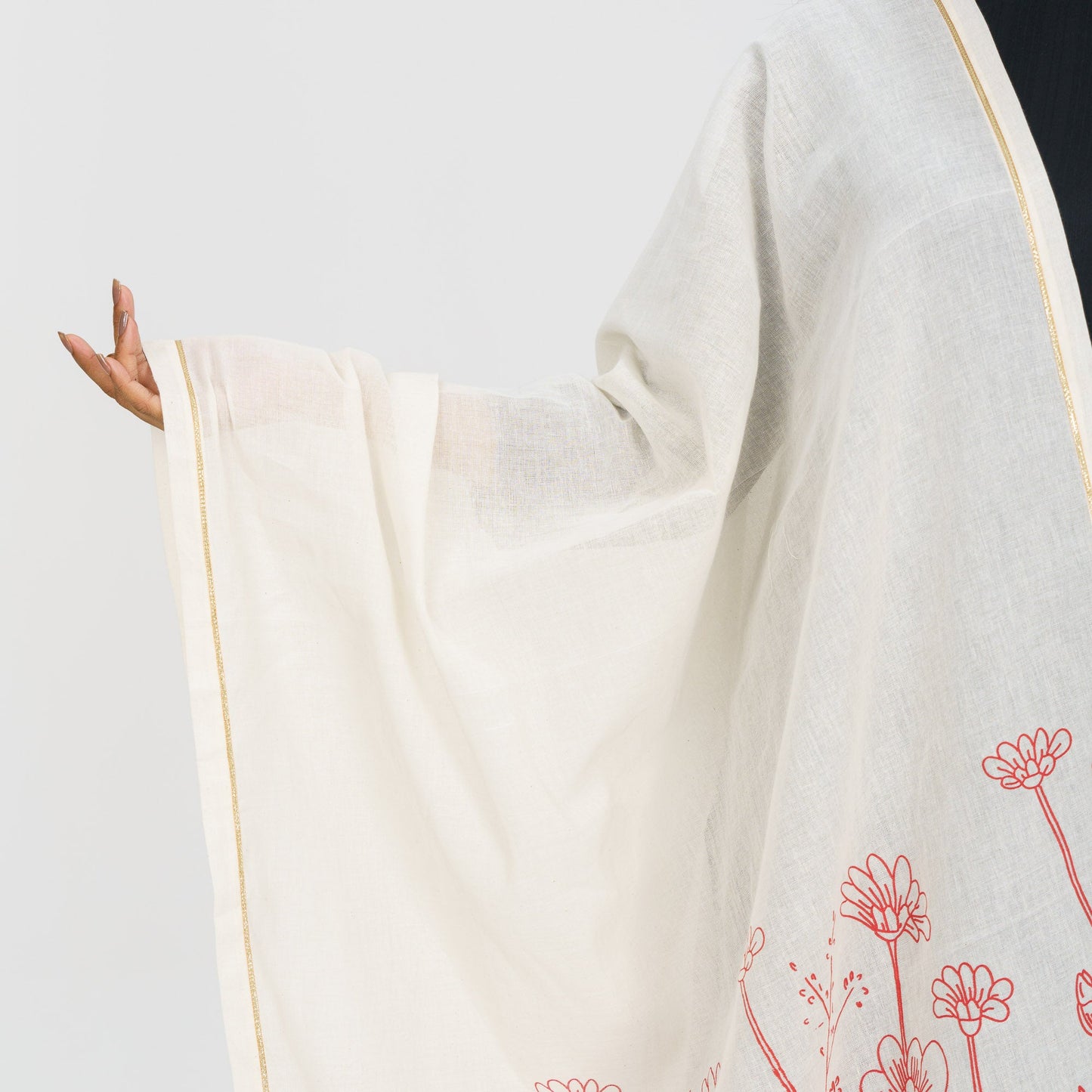 Women's White Screen Printed Ethnic Orna