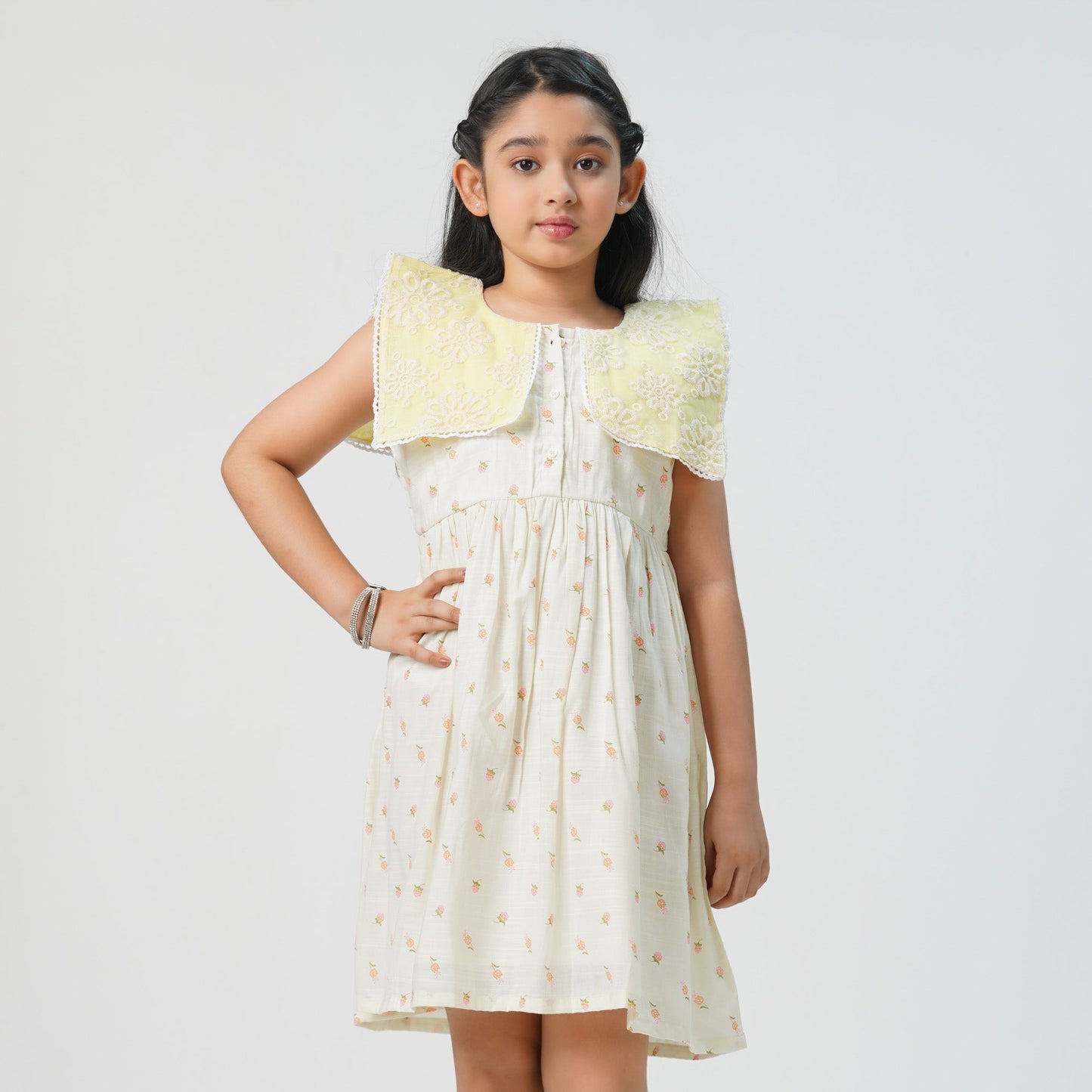 Girls Cream floral Frock
