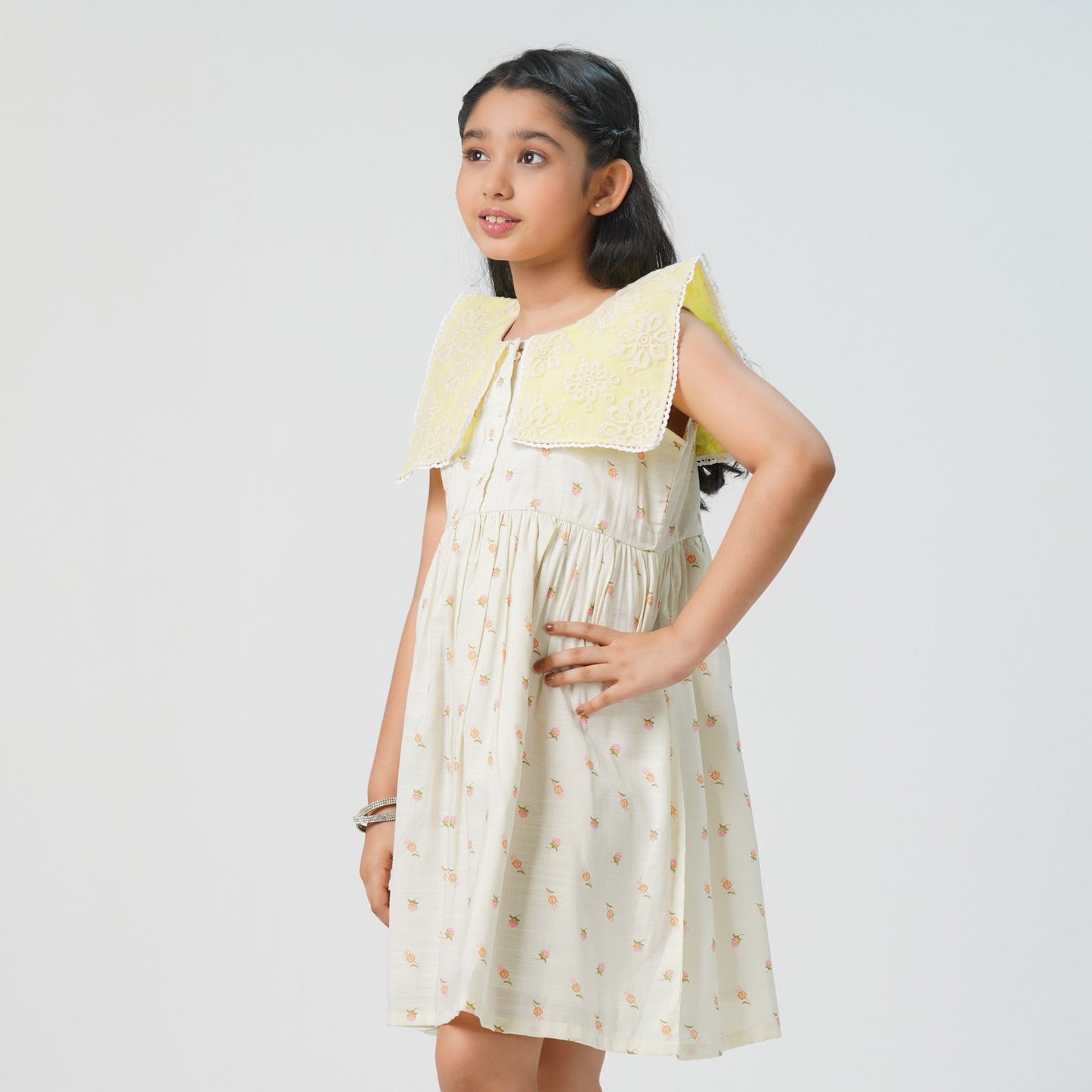 Girls Cream floral Frock