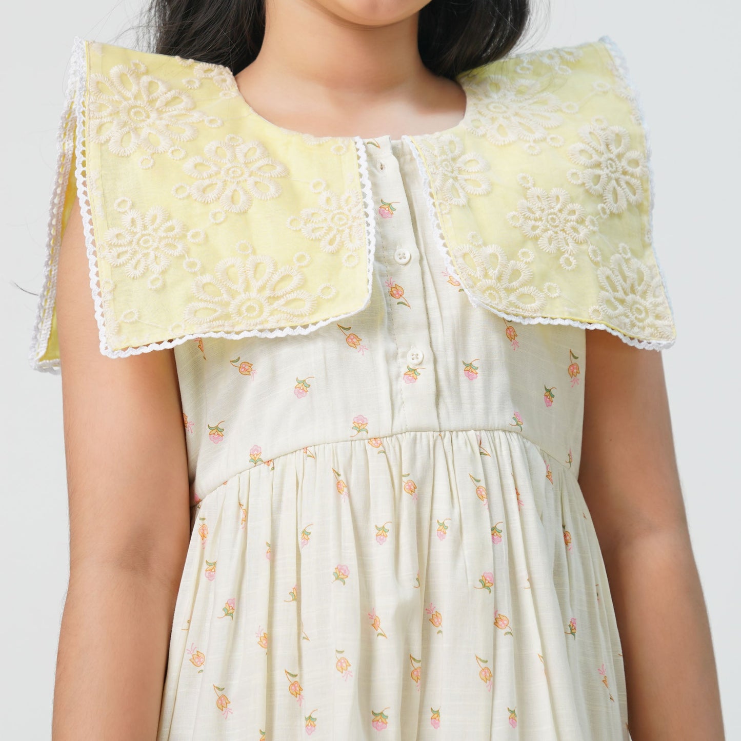 Girls Cream floral Frock