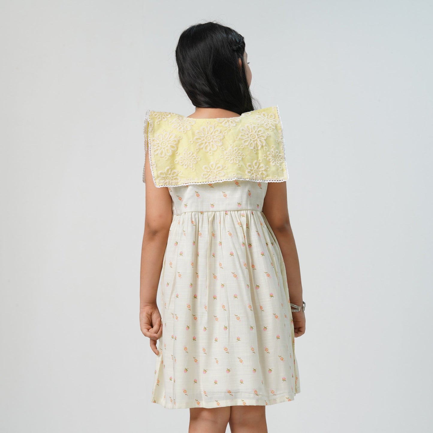 Girls Cream floral Frock