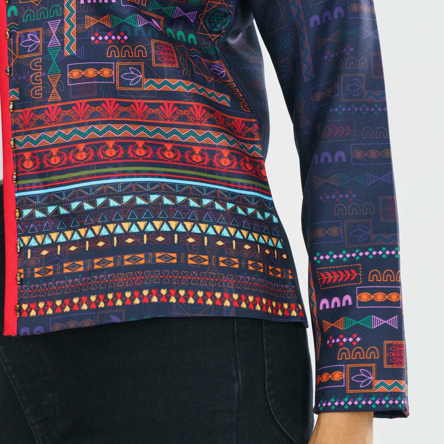 ETHNIC JACKET-BLACK OLIVE