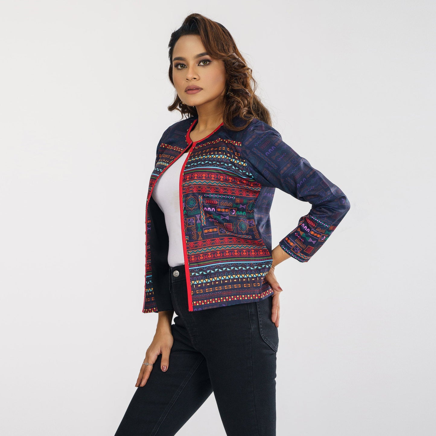 ETHNIC JACKET-BLACK OLIVE