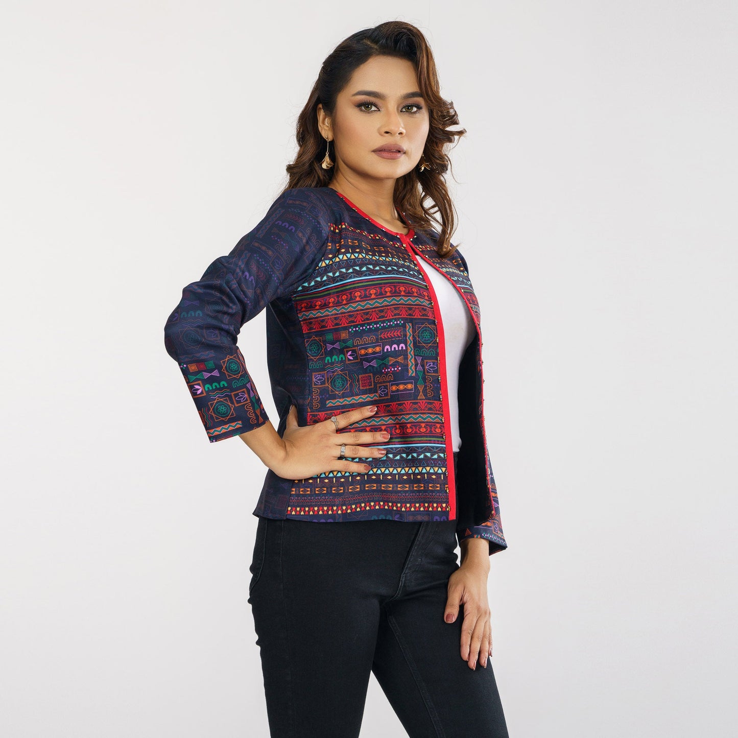 ETHNIC JACKET-BLACK OLIVE
