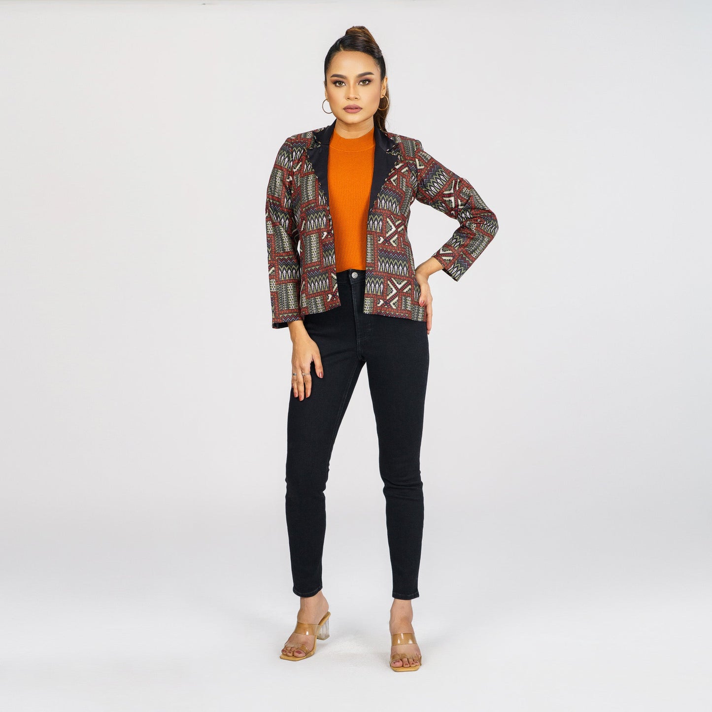 ETHNIC JACKET-BLACK OLIVE