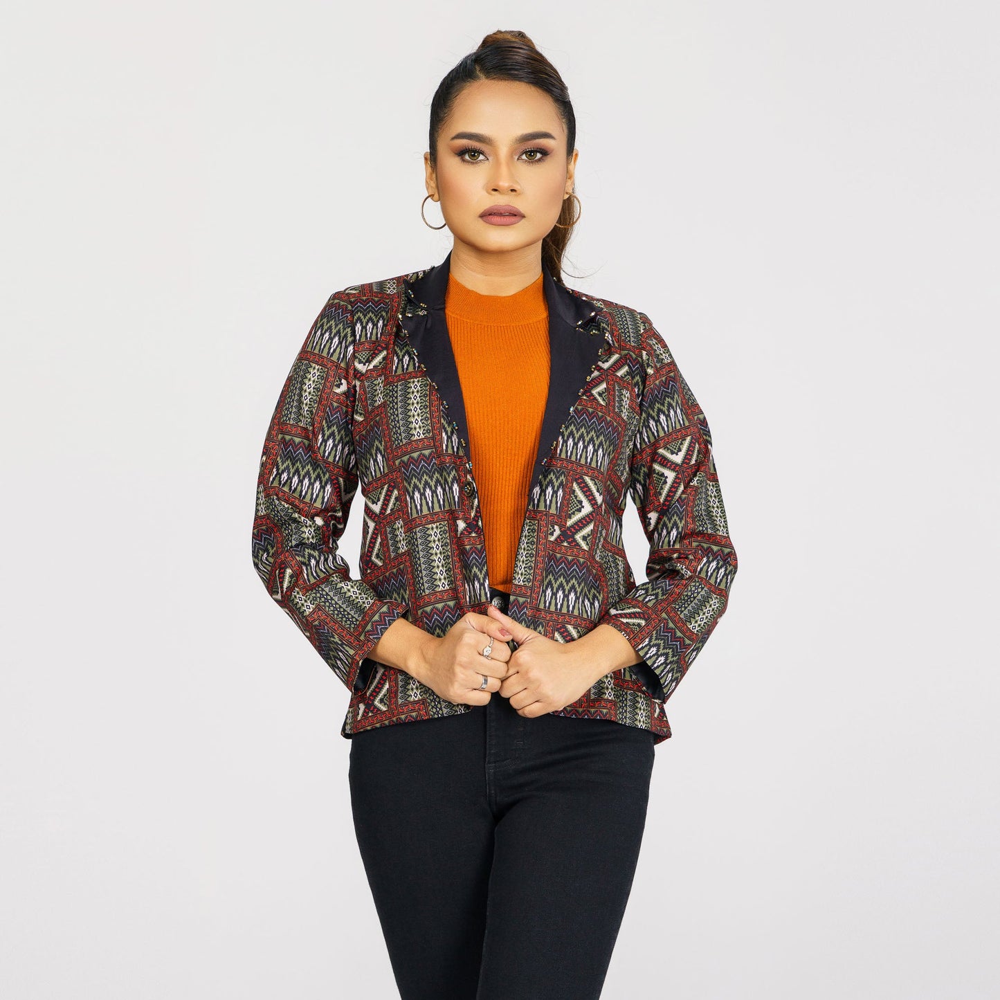ETHNIC JACKET-BLACK OLIVE