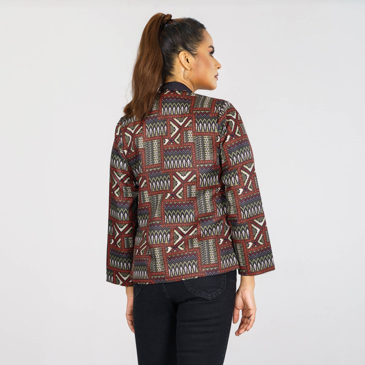ETHNIC JACKET-BLACK OLIVE