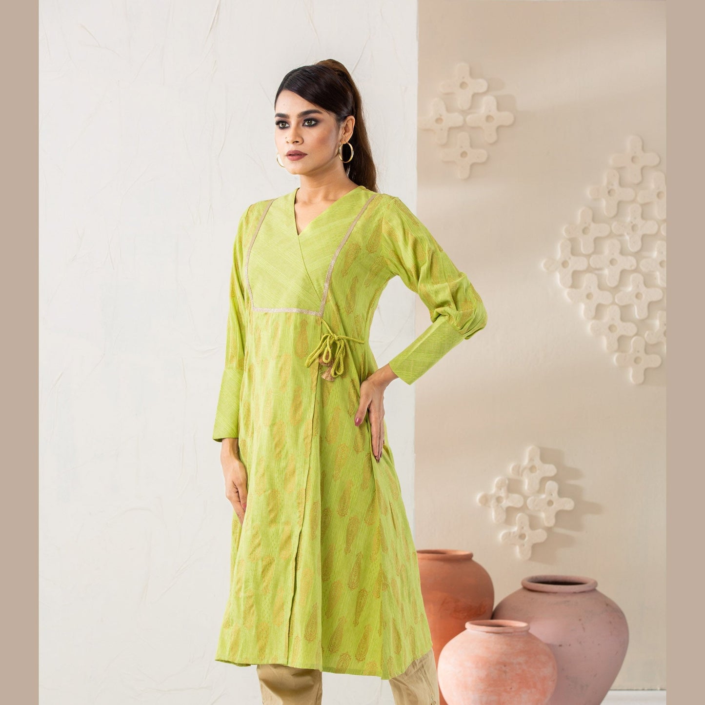 Women’s Neon Green Cotton Kurti