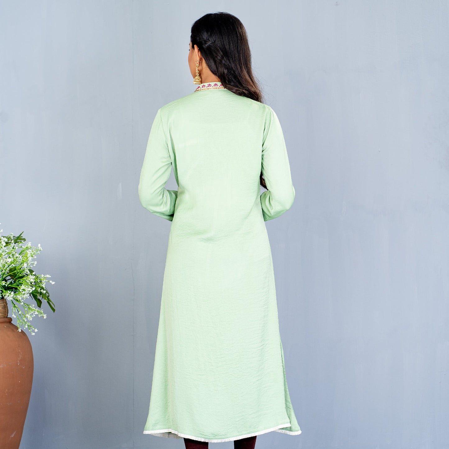 Women Lime Embroidered Kurti