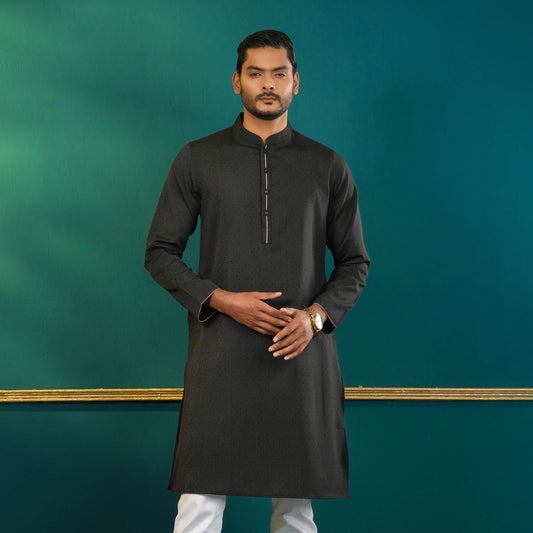 Men’s Black Contrast Panjabi