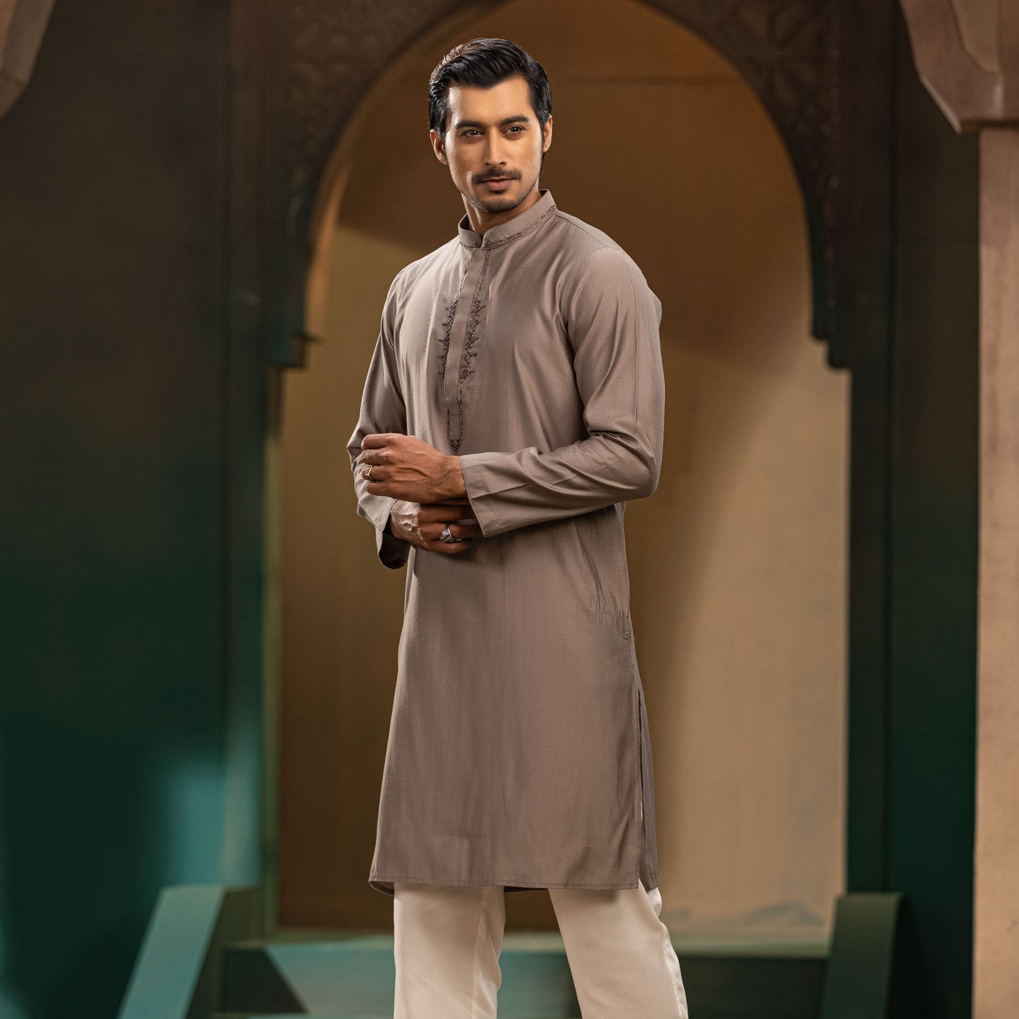 Men’s Taupe Karchupi Panjabi
