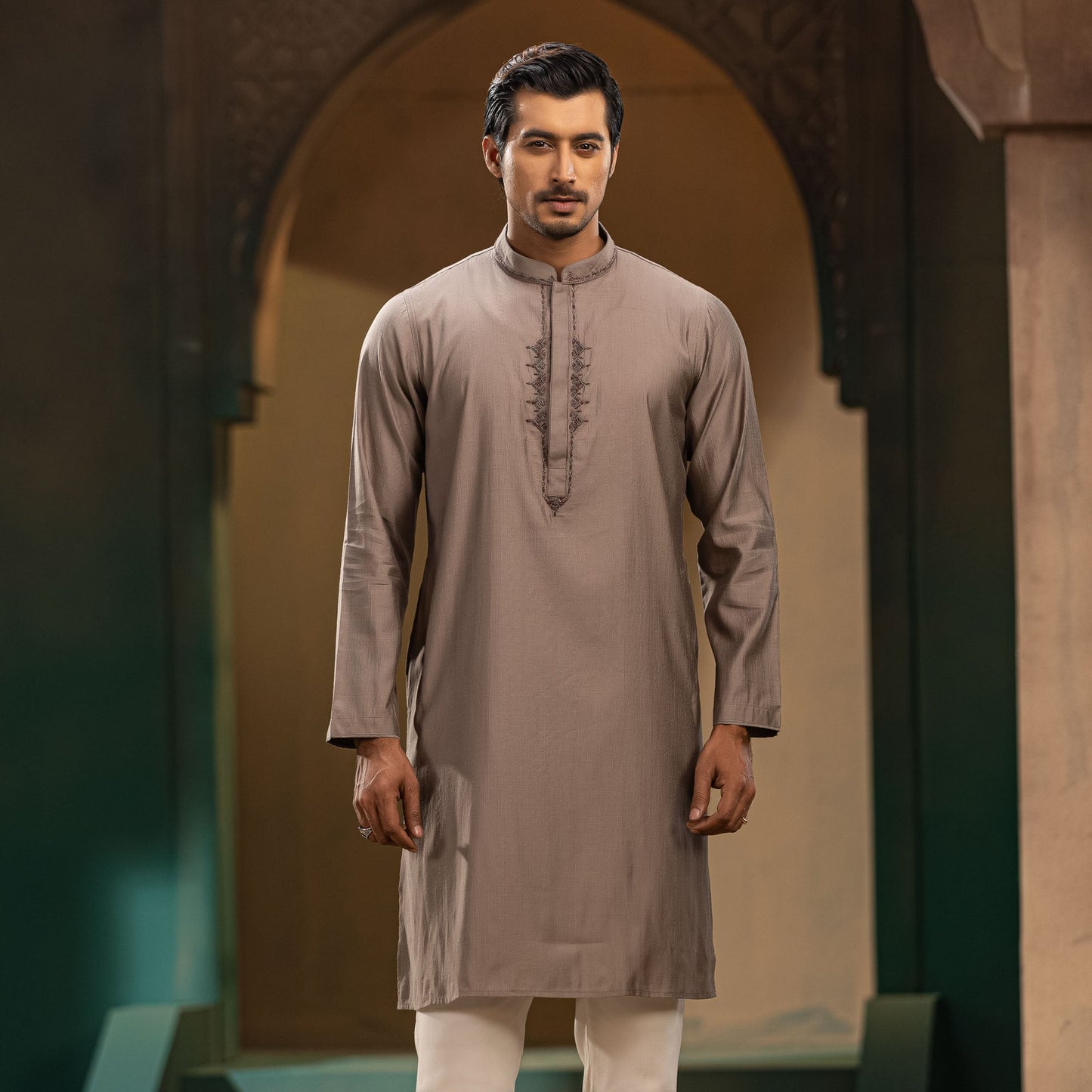 Men’s Taupe Karchupi Panjabi
